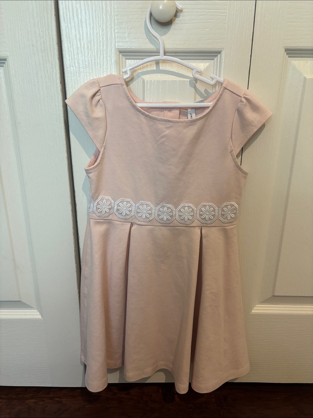 Janie and Jack Pale Pink Floral Trim Fit-and-Flare Dress girl 5t